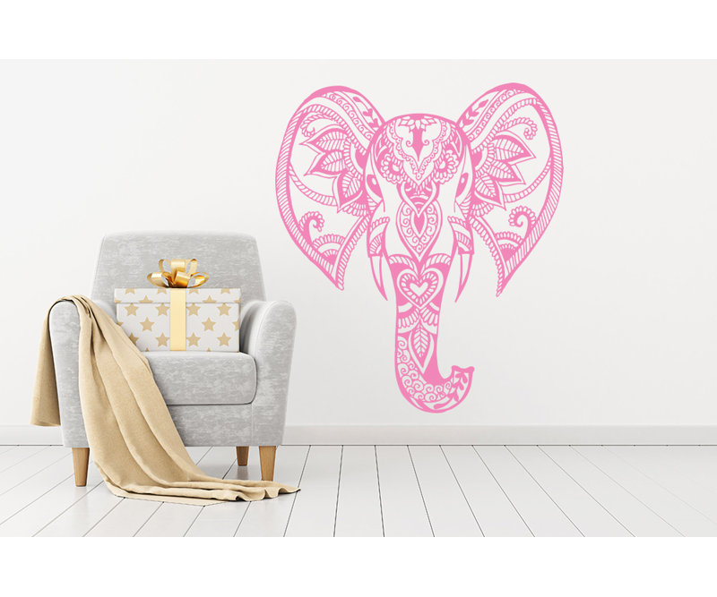 Décalcomanie murale éléphant mehndi Yatton, Rose tendre
