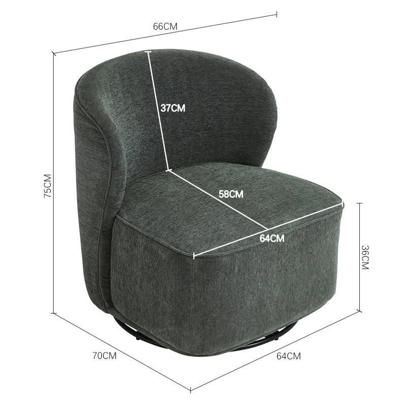 Elanora Upholstered Swivel Barrel Chair, Linen, Dark Green