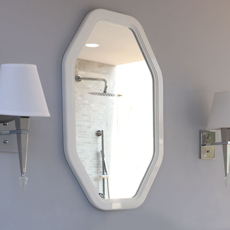 Lirico Flat Solid Wood Wall Mirror, White, 35" x 22"