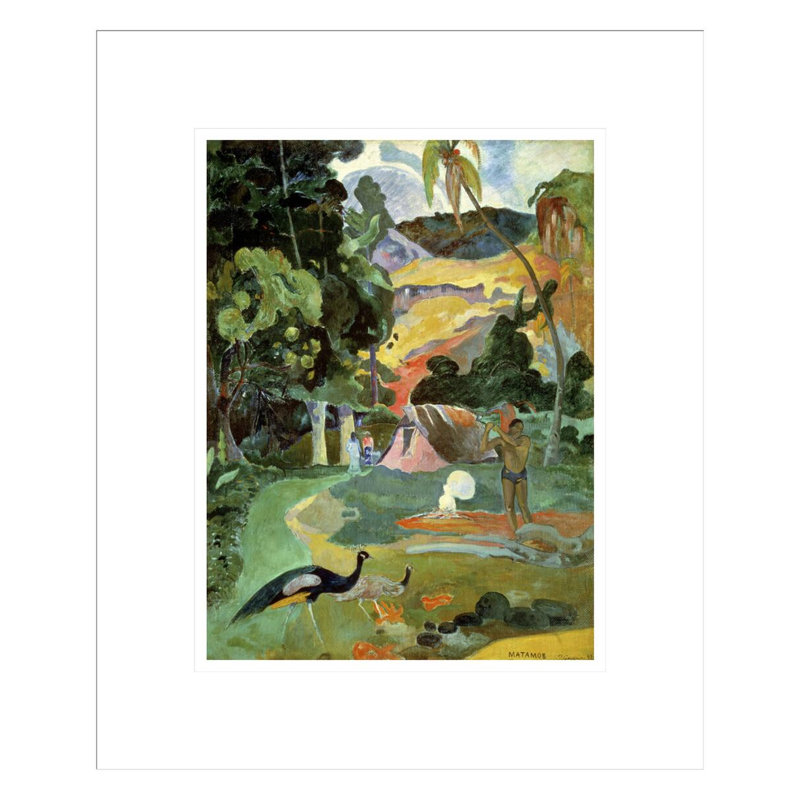 «Matamoe or Landscape with Peacocks» par Paul Gauguin - Estampe numérique encadrée, H 16,48 po x l 13,75 po