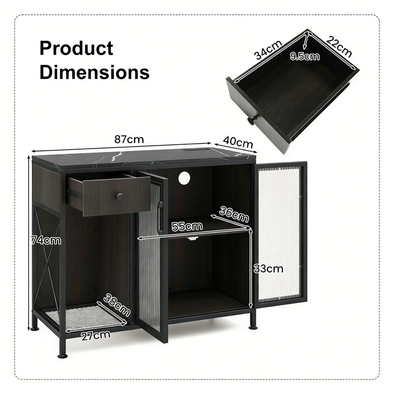 87cm Sideboard, Black