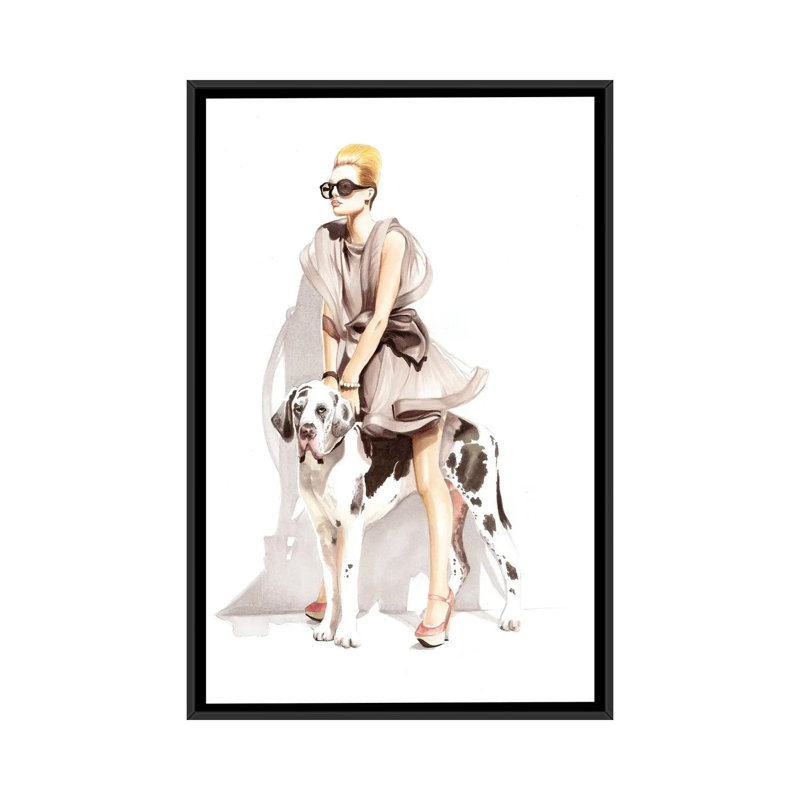 Dog 1 Piece Painting on Canvas, 101.6 cm H x 66.04 cm W, Black Framed