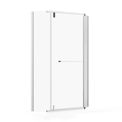 Rainlex 36"x36"x72" Neo-Angle Frameless Shower Door, Clear Tempered Glass Corner Enclosure, Chrome Pivot