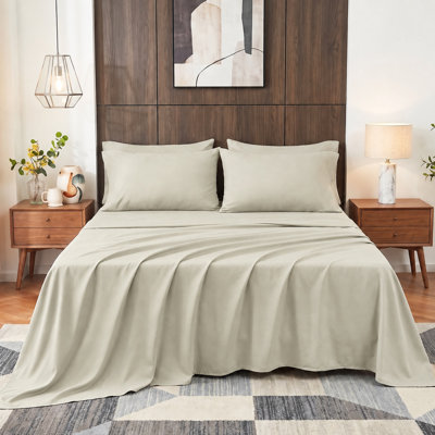 Twin Size 3 Piece Cotton Sheet Set, Cooling Breathable Bed Sheets, Soft Hotel-Inspired Bedding, Cream Luxury Sheets with 16" Deep Pocket, Wrinkle Resistant & Easy Care