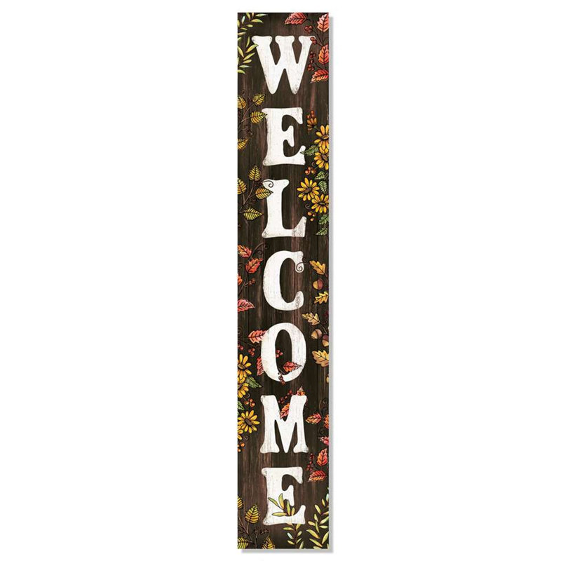 Welcome - Florals d'automne - Grand panneau de véranda d'extérieur