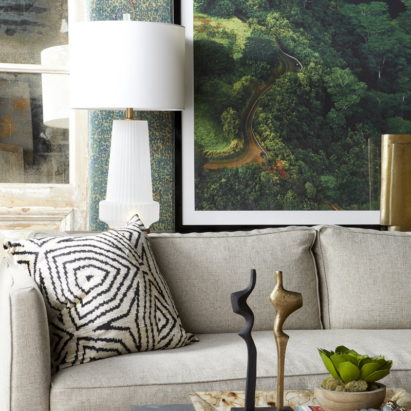 Mila Aged Brass 2-Light Table Lamp with White Shade