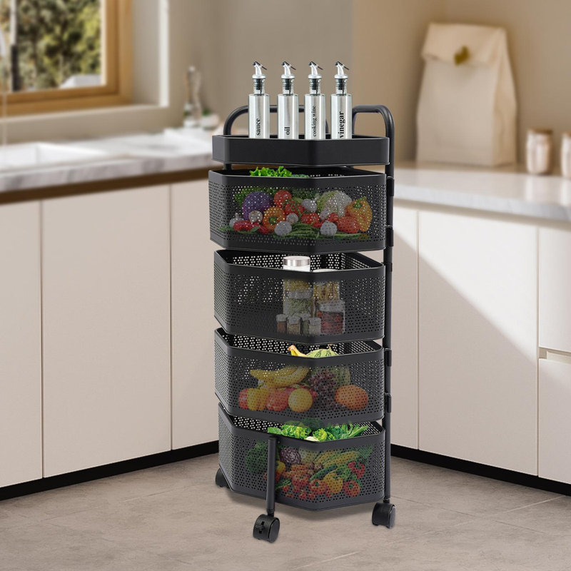 Rangement de cuisine à 4 niveaux, Noir satiné