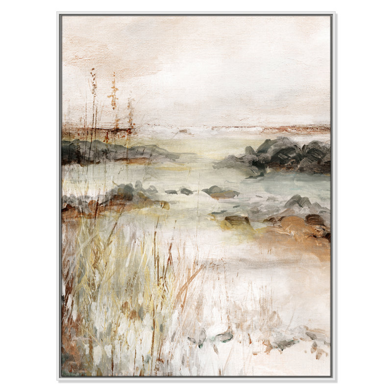 Impression de méandres de la rivière Wylder par Carol Robinson, H 49,5 po x l 37,5 po, Blanc