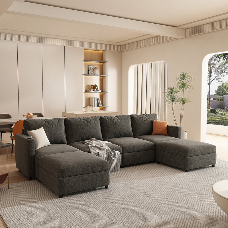 Grand canapé modulaire moderne, canapé modulaire en U avec fonction de rangement