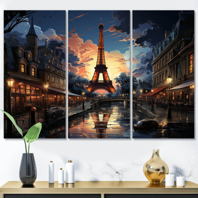 «Futuristic Paris Eiffel Tower Harmony» sur toile, reproduction de 3 pièces