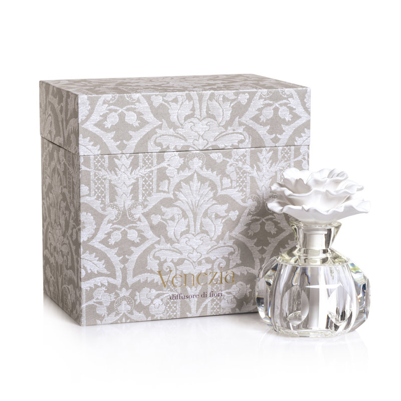 Elegant Crystal and White Porcelain Flower Diffuser