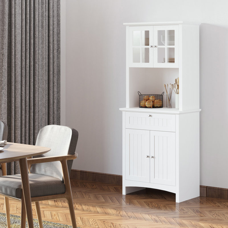 Buffet élégant avec huche et garde-manger, White