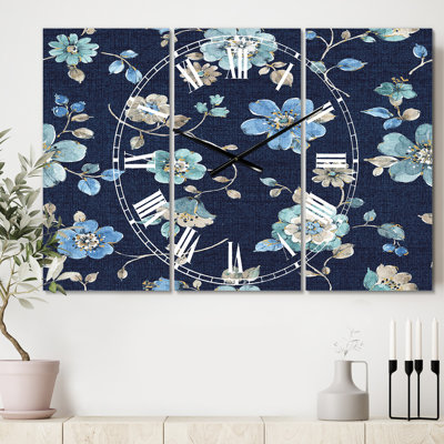 Indigold metallic Flower Pattern - Traditional wall clock
