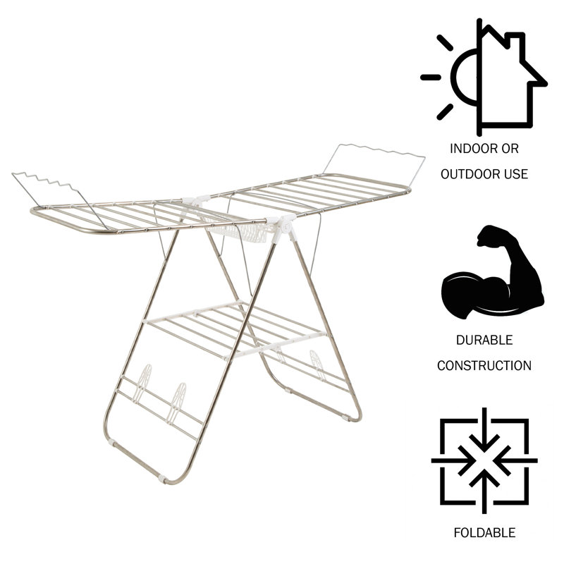 Silver Foldable Stainless Steel Indoor/Outdoor Drying Rack
