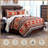 Del Sol Red/Orange/Tan Aztec Print Cotton Southwestern Style Reversible Quilt Set-1078280187
