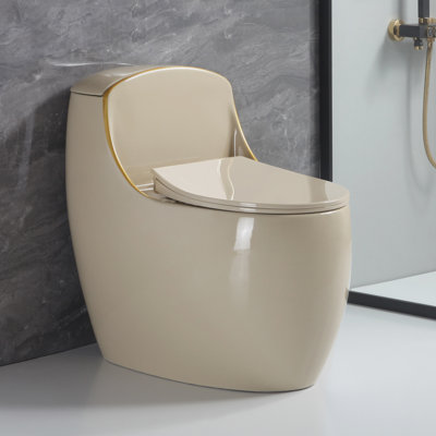 Toilette une pièce à hauteur de chaise avec toilette allongée à fixation simple au sol 1,6 GPF avec siège à fermeture douce