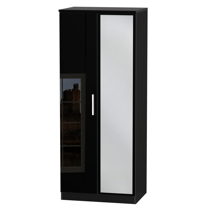 Yvette 2 Door Manufactured Wood Wardrobe, Black