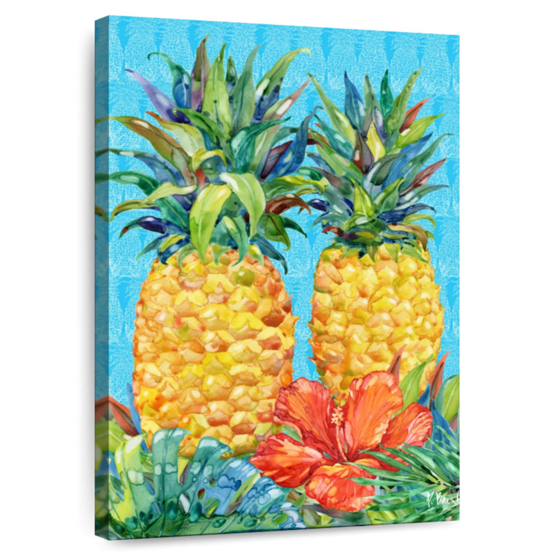 Ananas et hibiscus vert Yarlin Kona, H 30 po x l 20 po