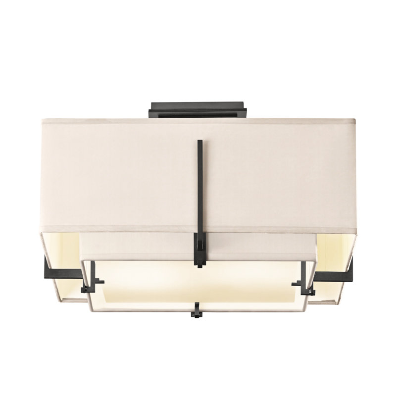 Exos 2 - Light Semi Flush Mount, Black, Flax