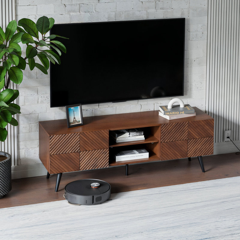 Meuble télé avec armoires de rangement Rhombus, Noyer