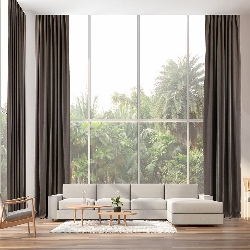 Room Darkening Single Curtain Panel, Brown, 130cm Width x 225cm Drop