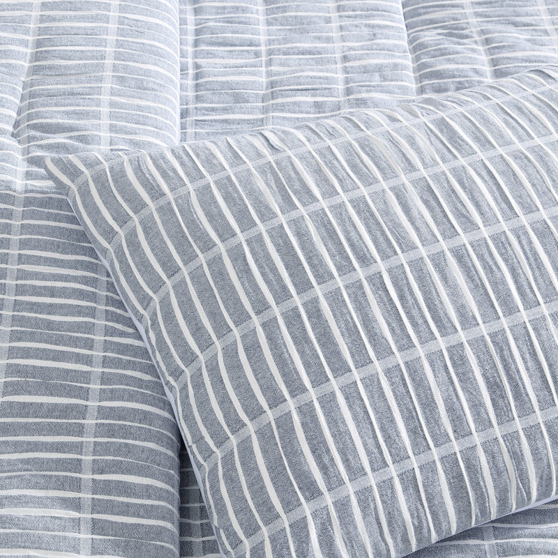 Full Denim Blue Cotton Comforter Set with Pillow Shams