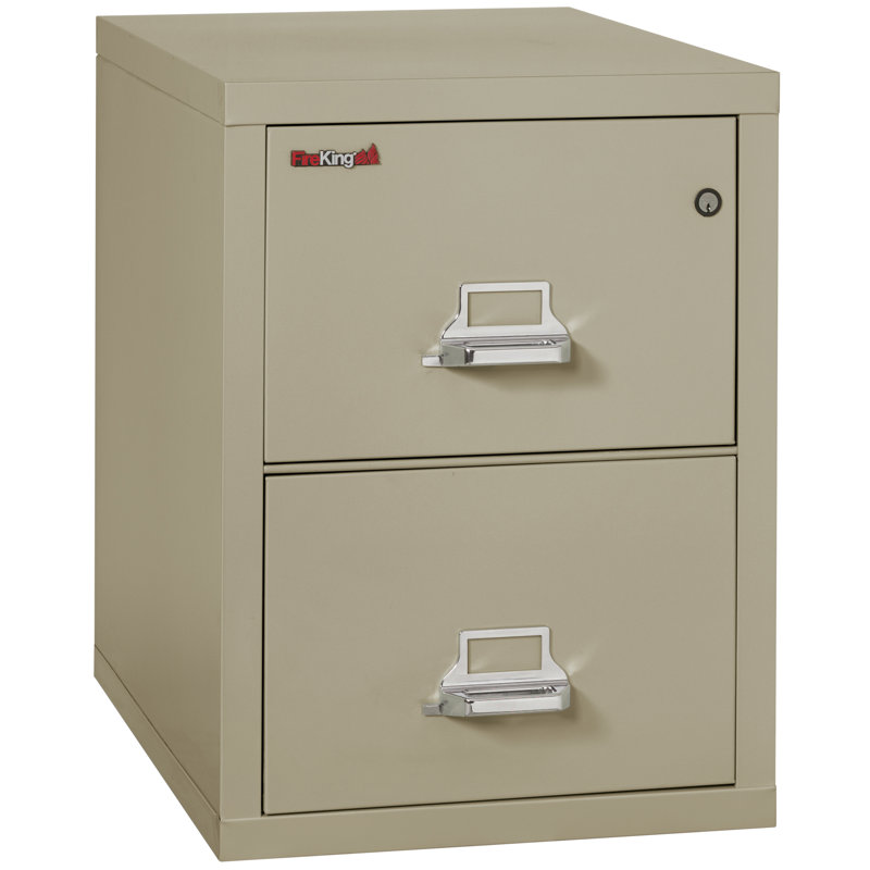 Fireproof 2 -Drawer Steel File Cabinet, Pewter, Manipulation-Proof Comb. Lock, 20.81"W