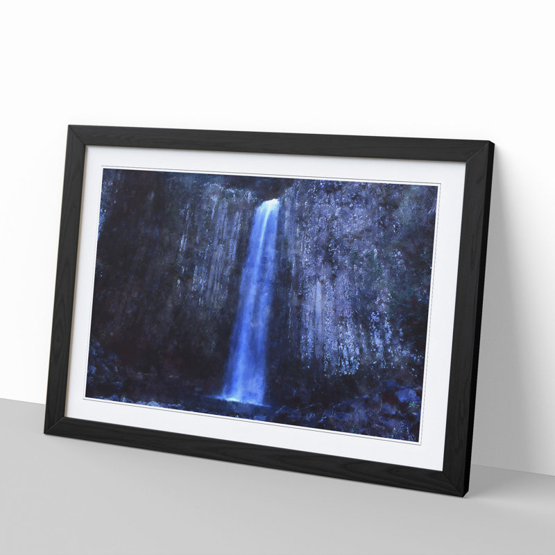 Waterfall at Dusk - Picture Frame Graphic Art, 48cm H x 65cm W x 2cm D, Black