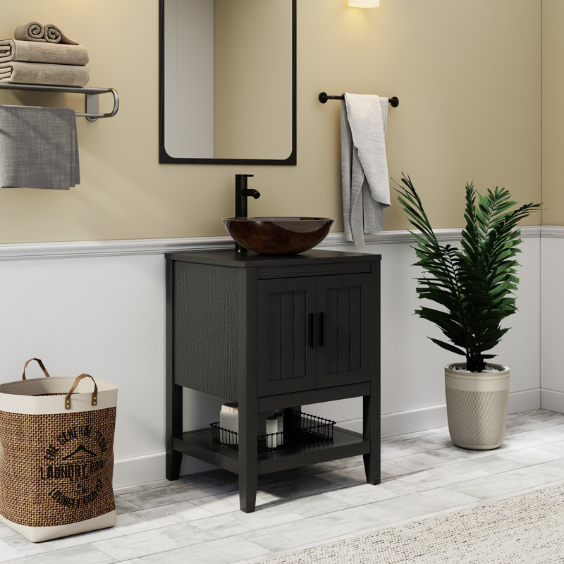 Atticus 24 Inch Bathroom Vanity with Sink, Green/Satin Brass