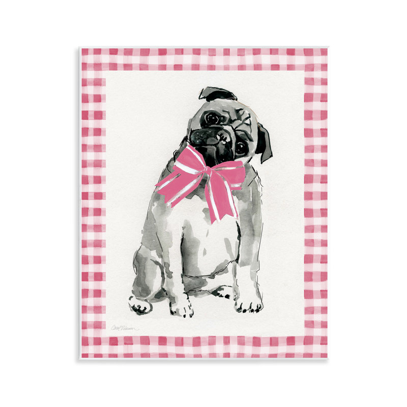  Pug with Plaid Border Wall Plaque Art by Carol Robinson