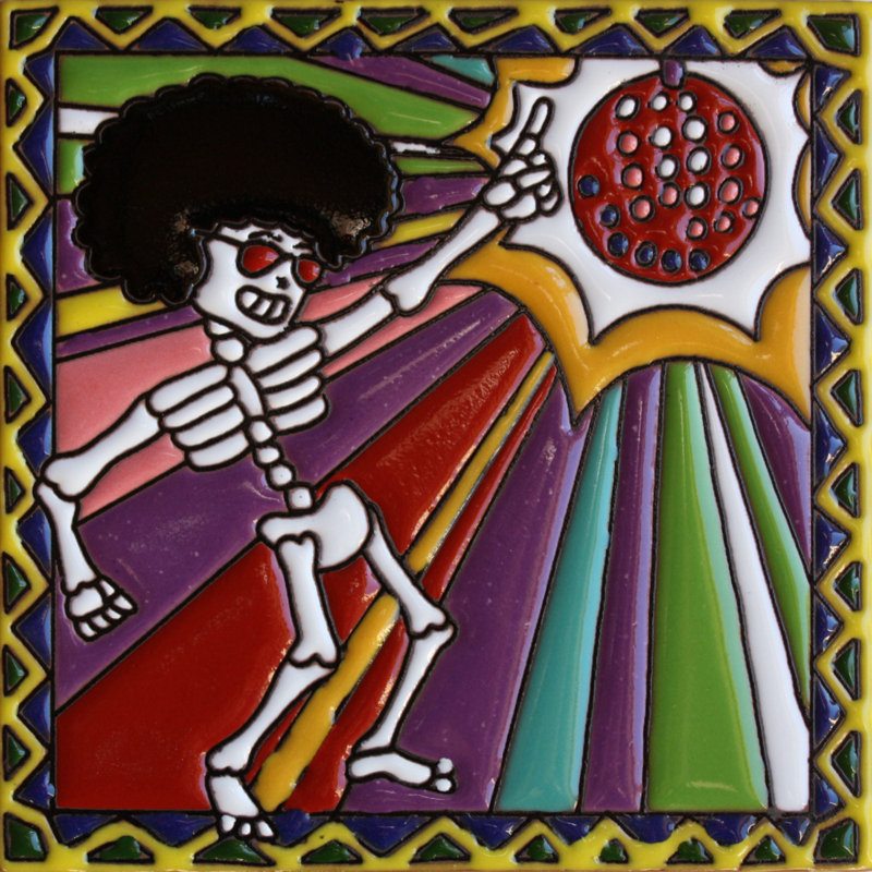 TalaMex Disco Dancing. Carreau d'argile Day-Of-The-Dead