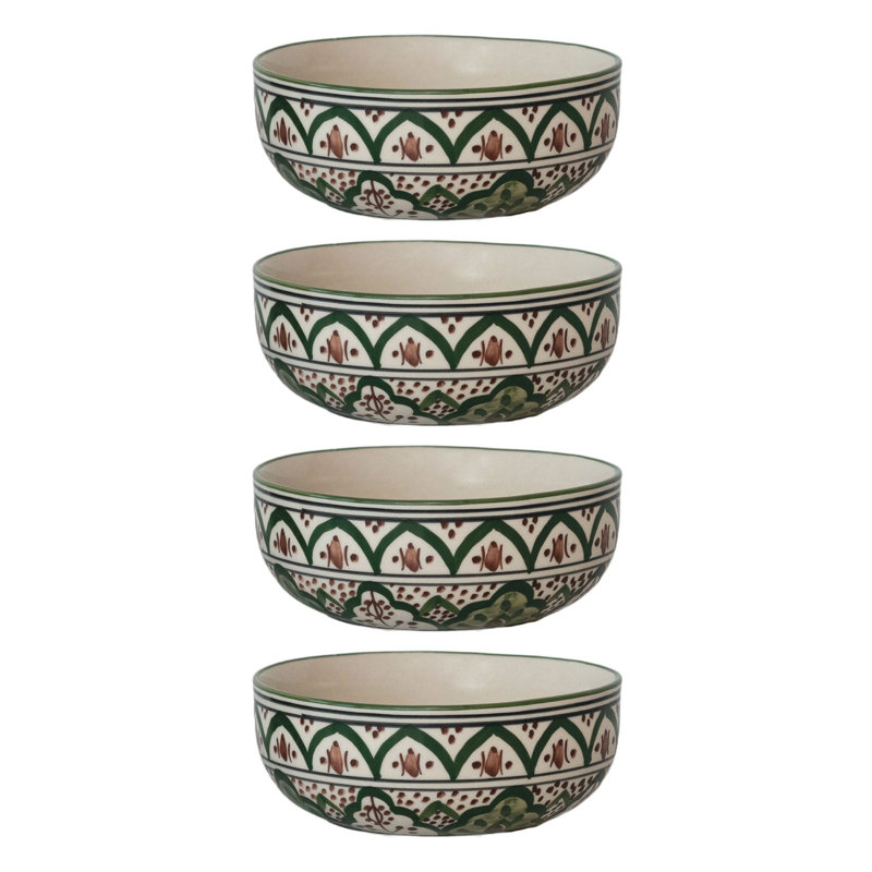 Large Mosaic Stoneware Bowl Set, Multicolor, Set of 4