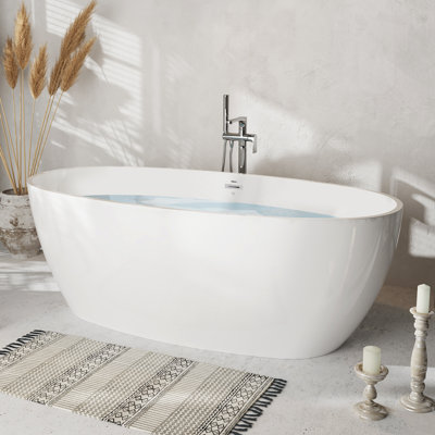 Twilight 65"" x 32"" Freestanding Soaking Acrylic Bathtub with Chrome Drain -  FerdY, FerdY-02576-1645