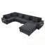 Canapé modulaire en U en chenille avec repose-pieds, rangement caché pour accoudoirs et porte-gobelets-336744151