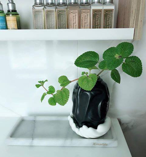 Genuine Marble Decorative Tray, White Matte