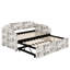 Lit de jour rembourré avec lit gigogne escamotable et ports de charge USB, canapé-lit pour chambre d'amis, chambre à coucher