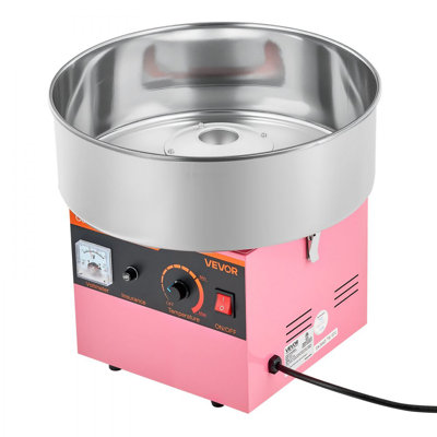 Machine à barbe à papa commerciale, machine à barbe à papa électrique 1000W, facile à utiliser avec un bol en acier inoxydable de 15 pouces et une cuillère à sucre, fait des bonbons durs pour l'anniversaire des enfants à la maison, fête de famille, rose