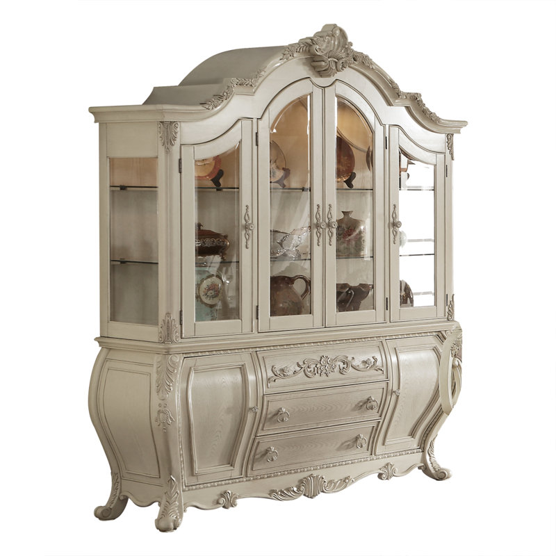 Buffet, armoire buffet, armoires flottantes, Blanc antique / beige