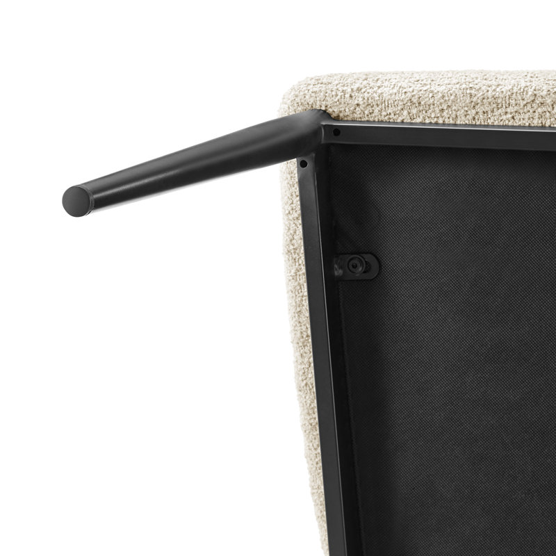 Hughey Dining Side Chair , Beige Fabric, Black