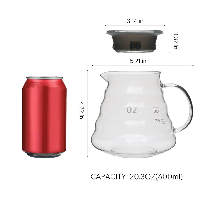 Théière en verre avec nuage (600 ml, 20,3 oz), coffre-fort à induction