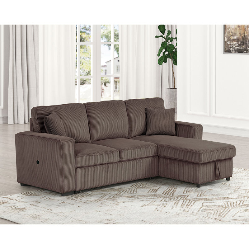 92.6" W Contemporary Sectional, Brown, Brown