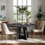 Table de salle à manger ronde de style campagnard pour 4 personnes, table de cuisine en bois noir avec piètement en croix pour salle à manger-1328462574