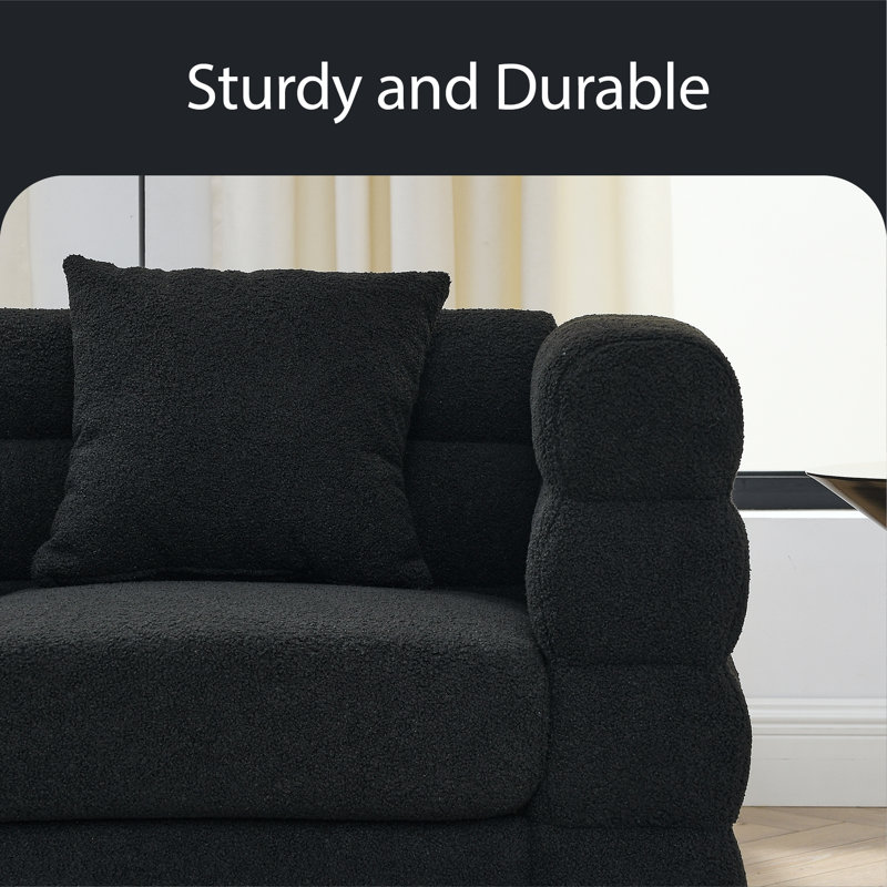 Myrle Upholstered 81'' Sofa, Black Wool