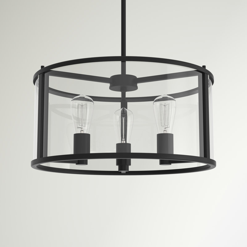 Luminaire suspendu tambour unique et remarquable à 3 lumières Cantara