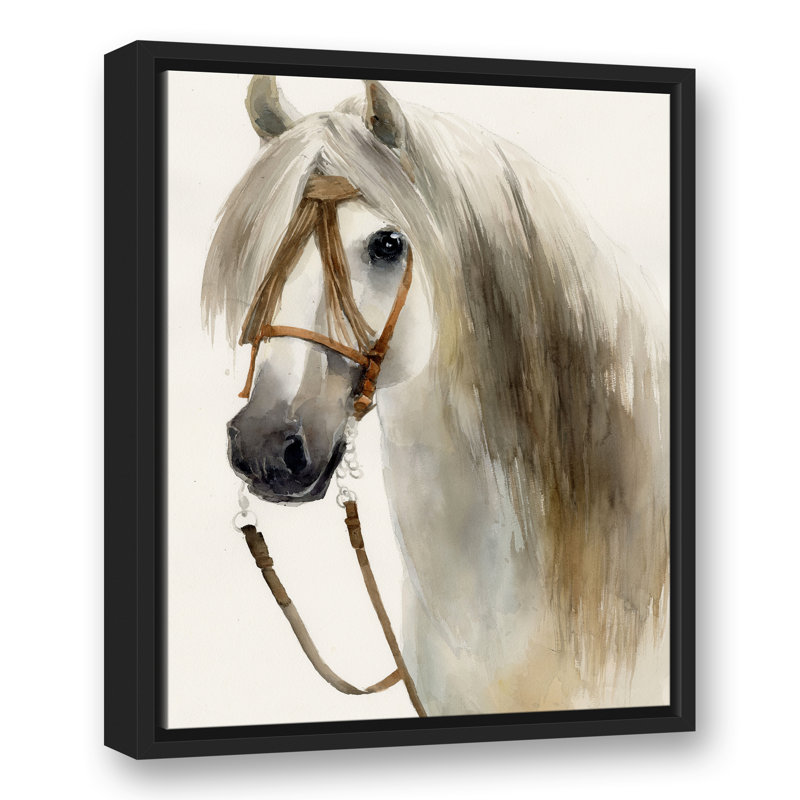 Cheval dans une toile flottante encadrée d'automne, H 21,75 po x l 17,75 po x P 1,75 po, Cadre flottant noir