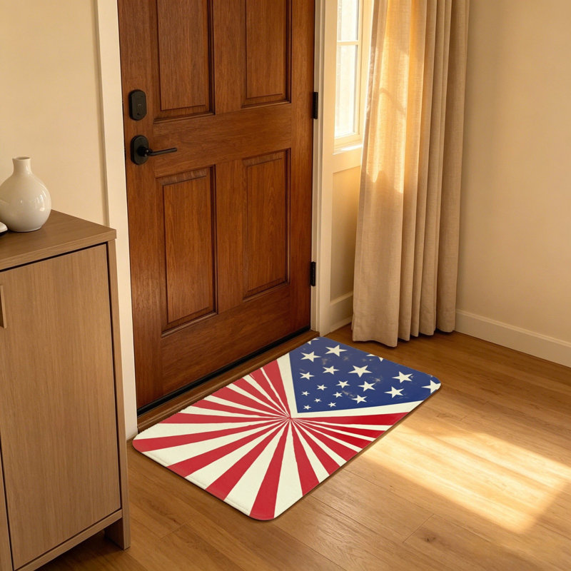 Tapis d'entrée rétro d'extérieur Starburst Patriotic Independence Day, 20 po x 32 po, décoration de patio