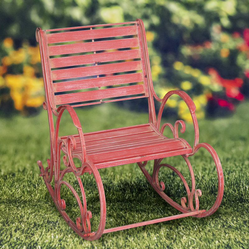 Fauteuil berçant d'extérieur en métal Gatson Monte Carlo, Flamant rose