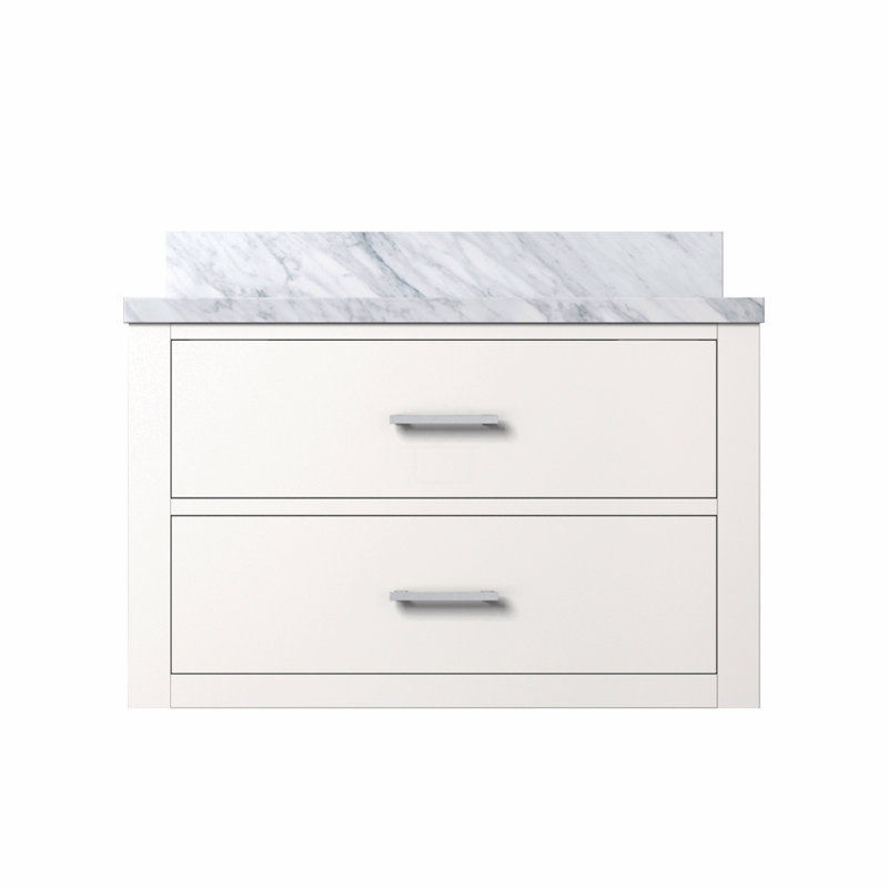 Meuble-lavabo simple 30 po X P 22 po D, avec plateau en marbre de Carrare