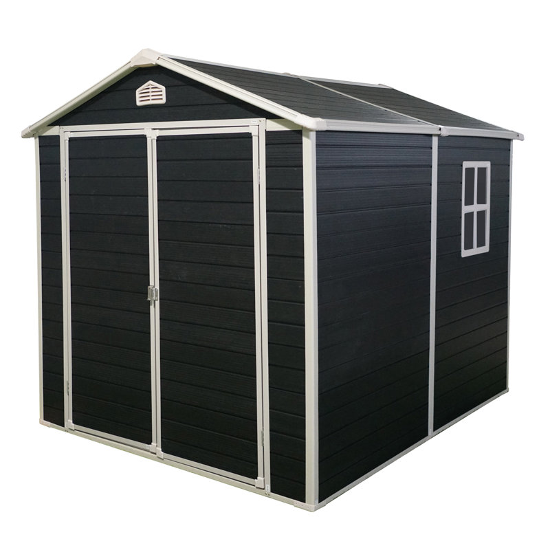 Polypropylene Plastic Storage Shed, Black, 75" H x 95.75" W x 82.75" D