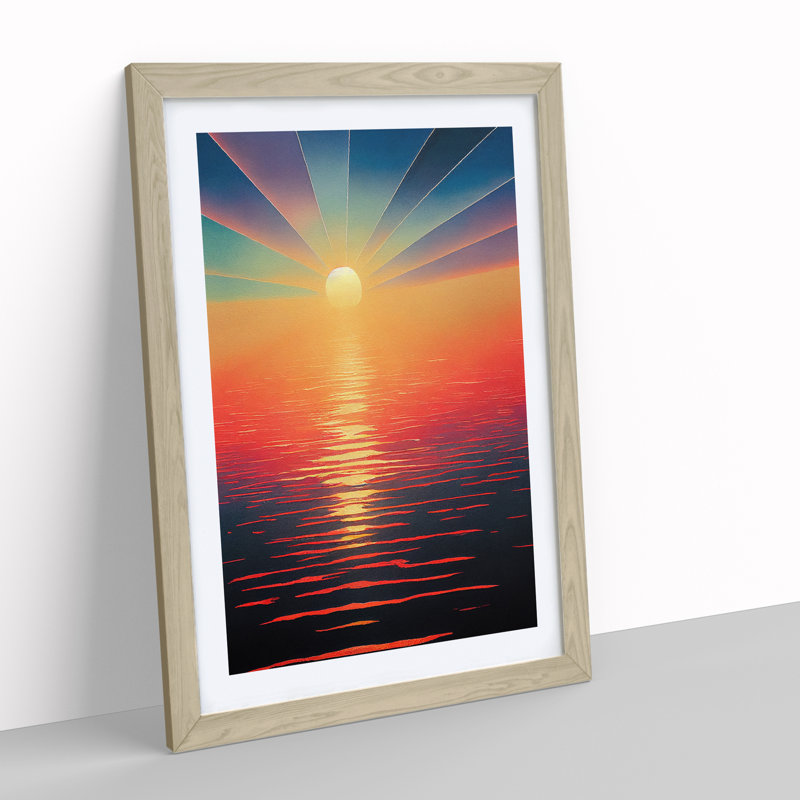 Enlightening Sunset View - Framed Print, 64cm H x 46cm W, Oak